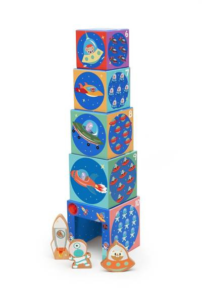 Drewniana piramida edukacyjna dla dzieci - Scratch Kosmos