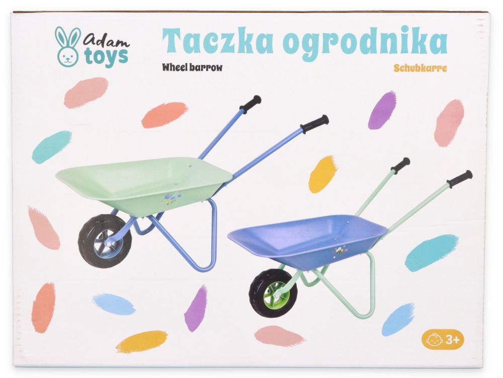 Taczka metalowa dla dziecka - małego ogrodnika - niebieska
