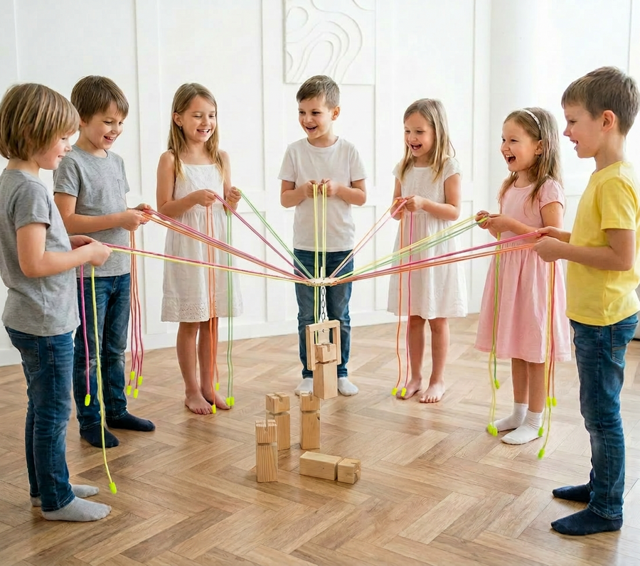 Gra integracyjna Wieża współpracy pojedyncza START neonowa UV