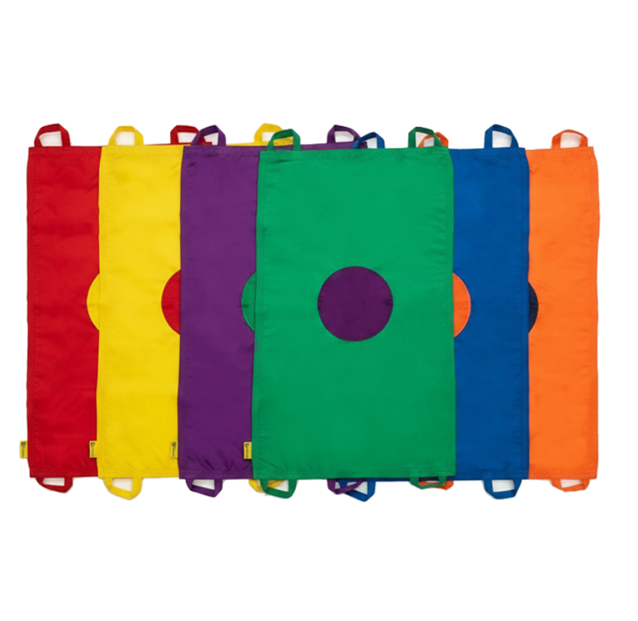 Mini chusta animacyjna 100 x 60 cm zestaw 6 sztuk kolory tęczowe z kołami