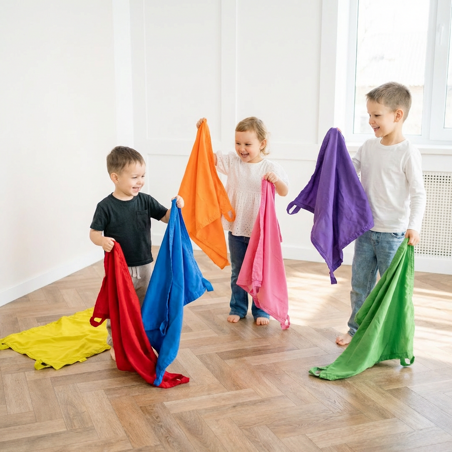Mini chusta animacyjna 100 x 60 cm zestaw 6 sztuk kolory tęczowe