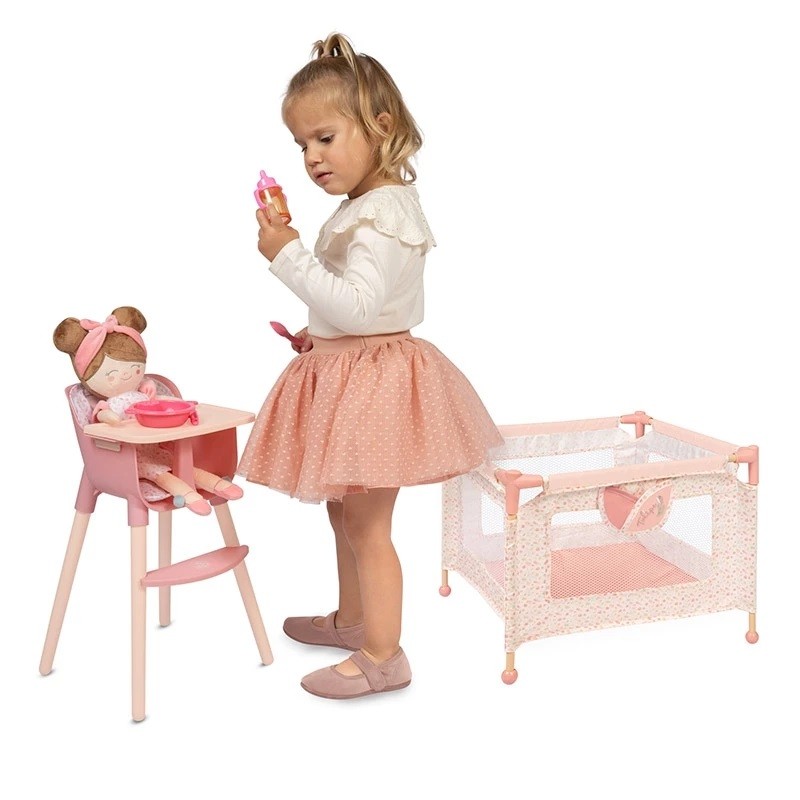 Krzesełko do_karmienia i łóżeczko dla lalek do 42cm Tulipe DeCuevas Toys 40074