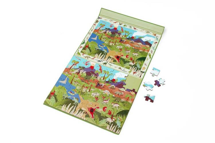 Scratch, 2 w 1 Puzzle magnetyczne i gra obserwacyjna - Diznozaury 80 el.