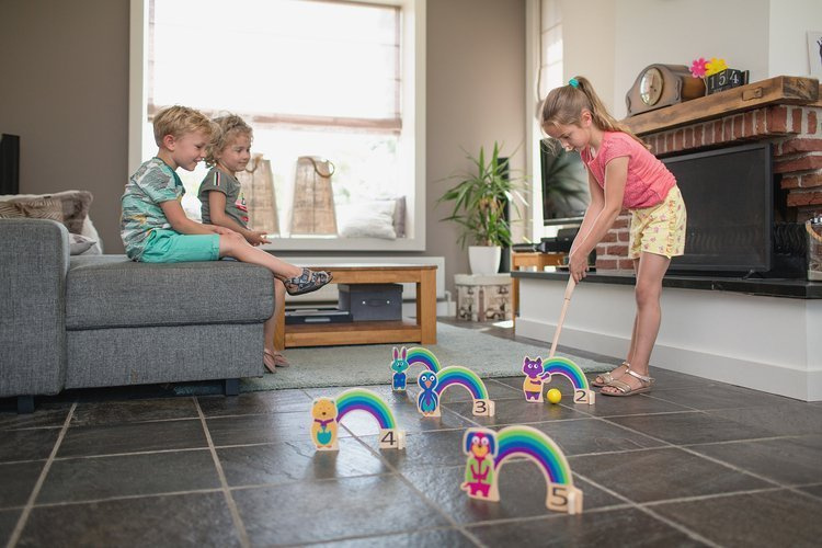 Drewniany krykiet dla dzieci - zestaw BS Toys Tęcza