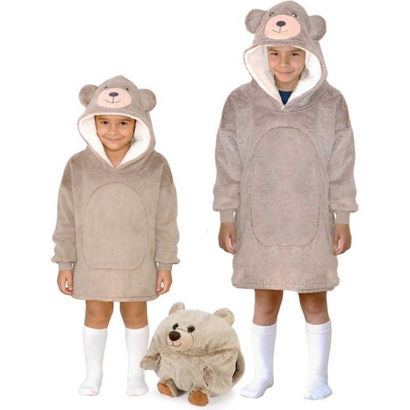 Bluza koc Oversize dla dziecka Miś Cozy Noxxiez CH328