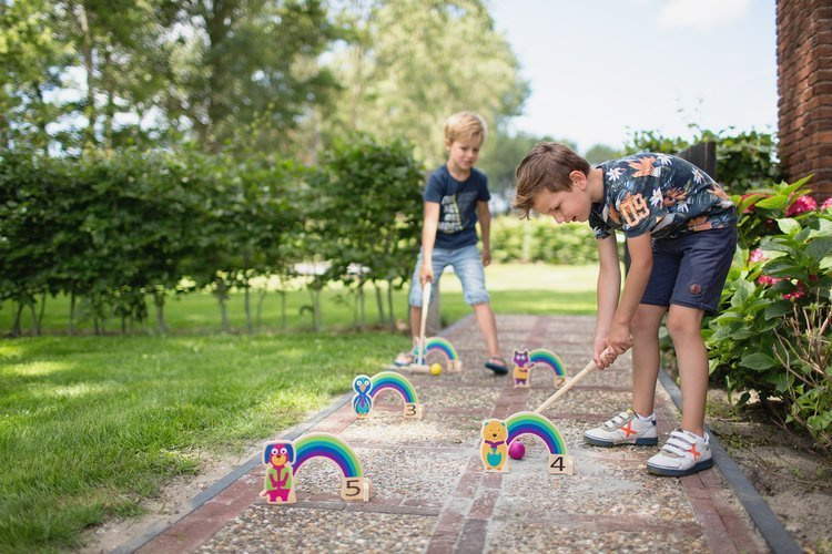 Drewniany krykiet dla dzieci - zestaw BS Toys Tęcza