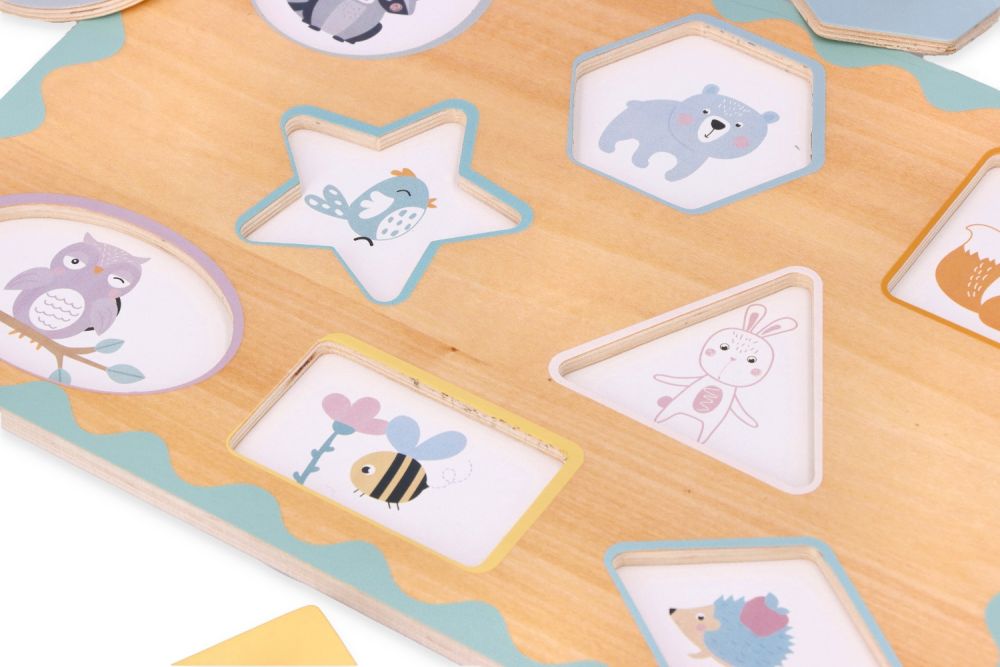Drewniana Układanka z Uchwytami Kształty i Kolory – Adam Toys