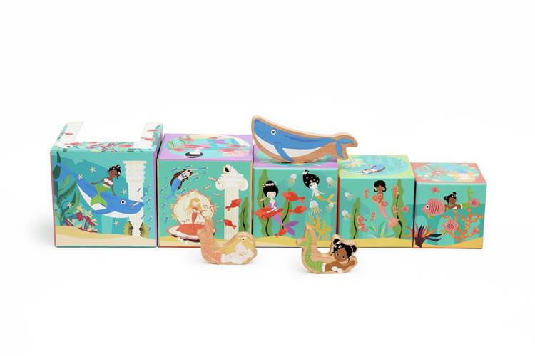 Scratch, Piramida edukacyjna i drewniane figurki OCEAN