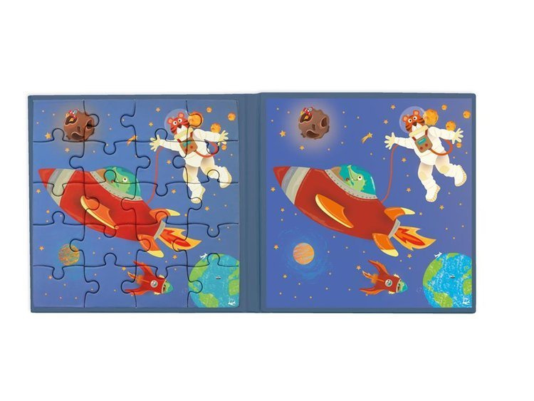 Scratch, Puzzle magnetyczne - książka podróżna Rakieta i kosmos 2 obrazki 40 elem.
