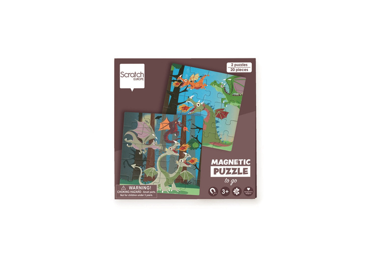 Scratch, Puzzle magnetyczne - książka podróżna Smoki 2 obrazki 40 elem.