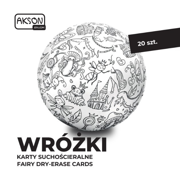 Karty suchościeralne do zabaw WRÓŻKI zestaw 20 szt.