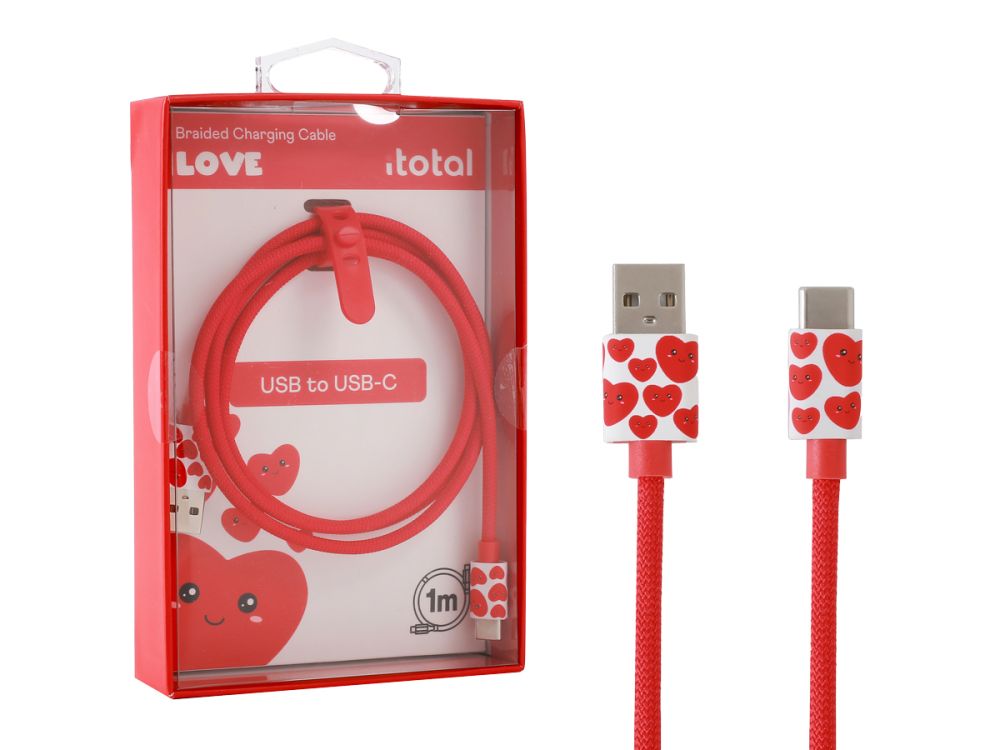 Kabel do ładowarki USB-C z serduszkami