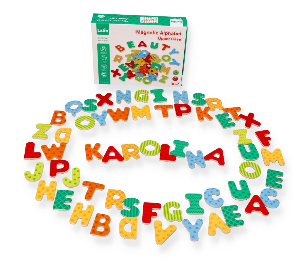 Magnetyczny alfabet - drewniane literki magnetyczne