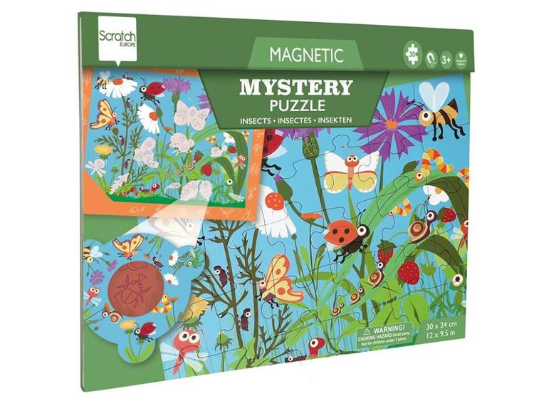 Scratch, 2 w 1 Puzzle magnetyczne i gra Szukaj z lupą - Robaczki 30 el.