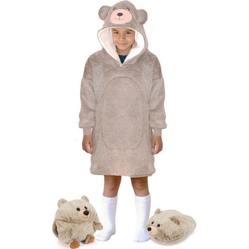 Bluza koc Oversize dla dziecka Miś Cozy Noxxiez CH328