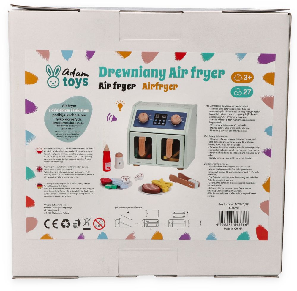 Air Fryer drewniana frytkownica z akcesoriami na baterie