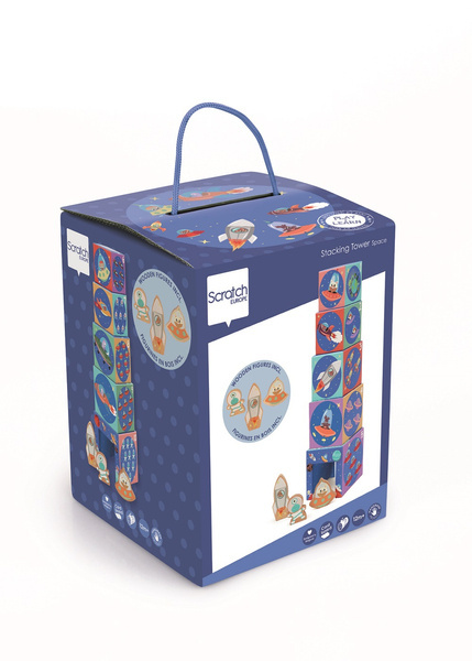 Drewniana piramida edukacyjna dla dzieci - Scratch Kosmos