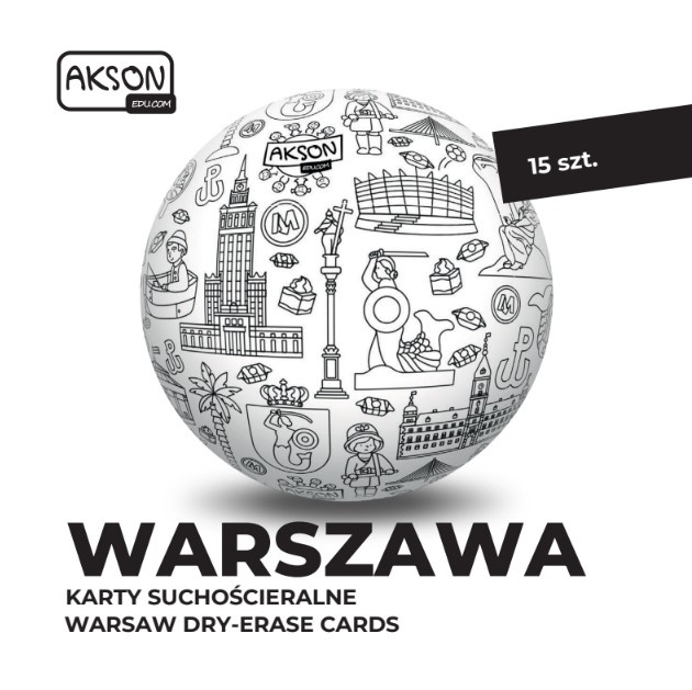 Karty suchościeralne WARSZAWA zestaw 15 szt.