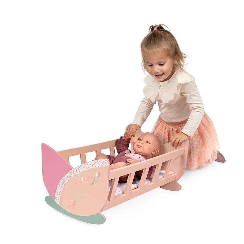 Kołyska łóżeczko drewniane dla lalek do 48cm Tulipe DeCuevas Toys 55174