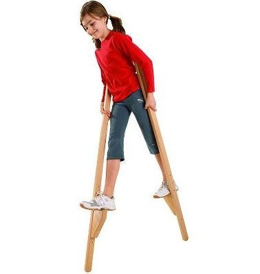 Szczudła drewniane cyrkowe duże pastelowe LIMONKOWE 170 cm dla dzieci i dorosłych