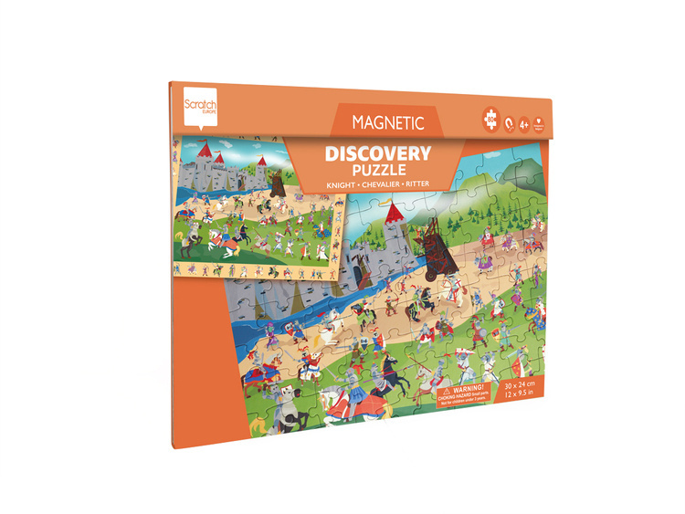 Scratch, 2 w 1 Puzzle magnetyczne i gra obserwacyjna - Rycerze 80 el.