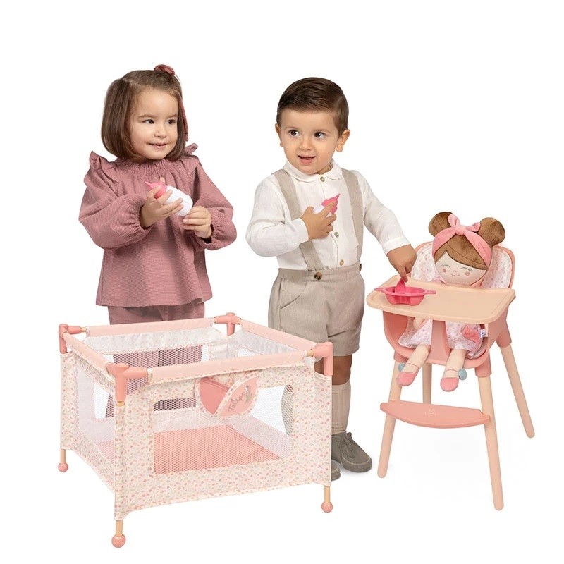 Krzesełko do_karmienia i łóżeczko dla lalek do 42cm Tulipe DeCuevas Toys 40074