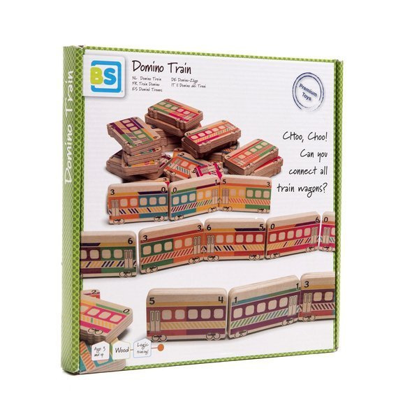 BS Toys, drewniane domino Pociągi ( 5 sposobów łączenia)