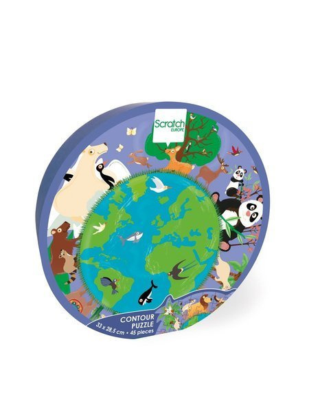 Scratch, Puzzle konturowe Mapa świata 45 elem.