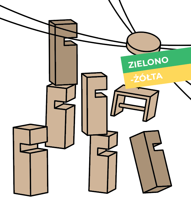 Gra integracyjna Wieża współpracy podwójna START zielono żółta