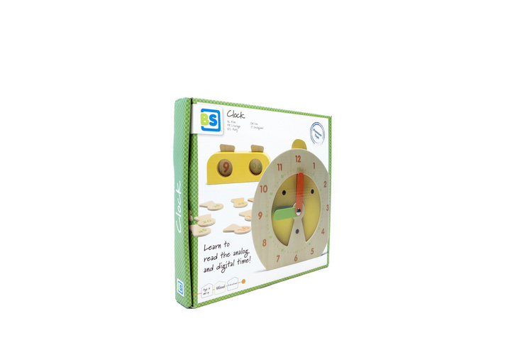 BS Toys, drewniana gra edukacyjna 2 x Zegar (cyfrowy i analogowy)
