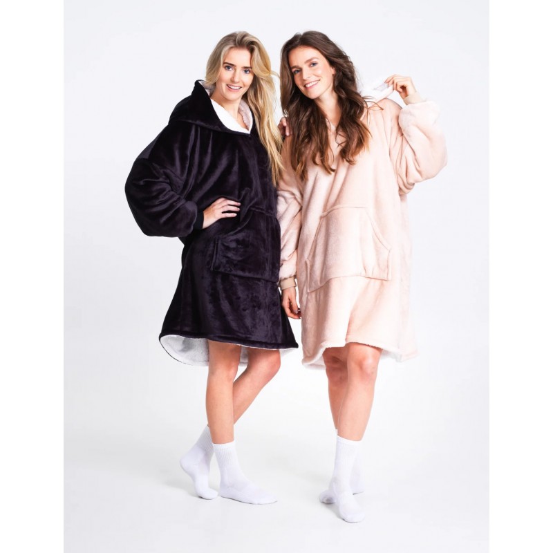 Pluszowa BluzaKoc Oversize Czarny Cozy Noxxiez CH355