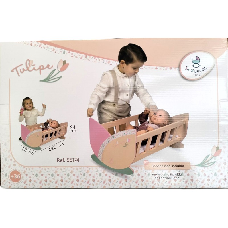 Kołyska łóżeczko drewniane dla lalek do 48cm Tulipe DeCuevas Toys 55174
