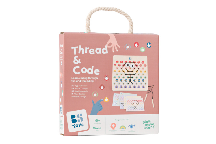BS Toys, drewniana tablica do kodowania Przeplatanka z kartami pracy