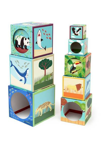Scratch, 2 w 1 Piramida edukacyjna i Quiz puzzle z okienkiem - Zwierzęta 10 el.