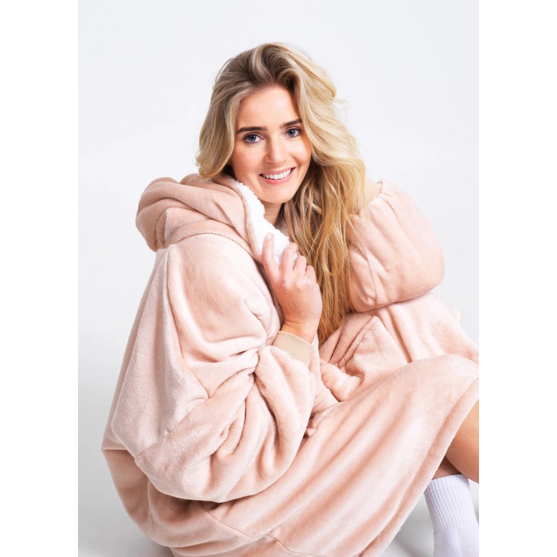 Pluszowa Bluza koc Oversize Pudrowy róż Cozy Noxxiez CH357