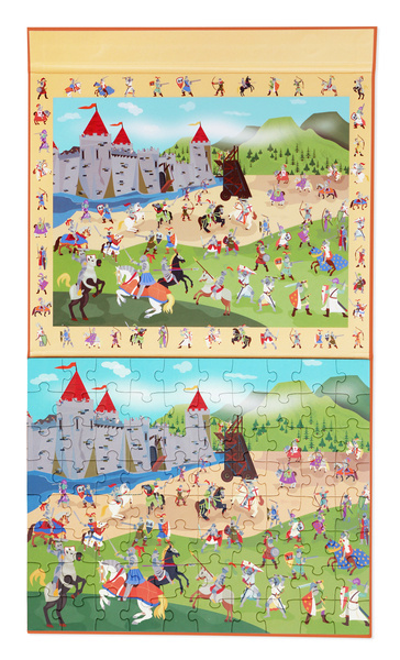 Scratch, 2 w 1 Puzzle magnetyczne i gra obserwacyjna - Rycerze 80 el.