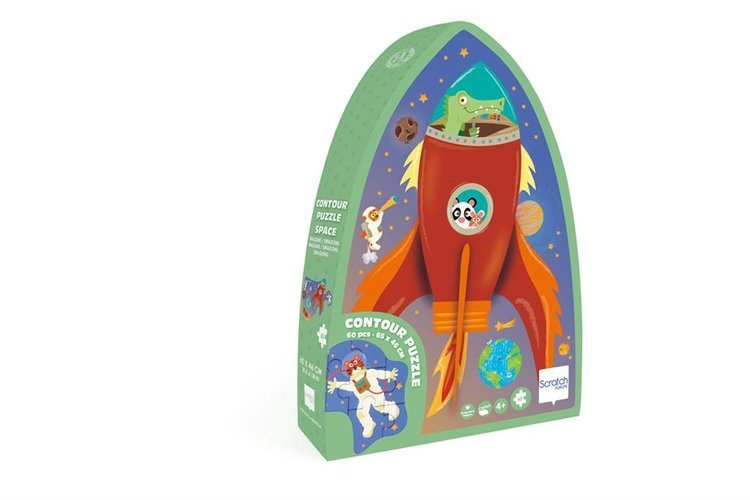 Scratch, Puzzle konturowe Rakieta i kosmos 60 elem.