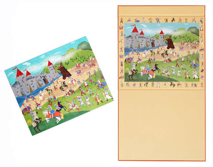 Scratch, 2 w 1 Puzzle magnetyczne i gra obserwacyjna - Rycerze 80 el.