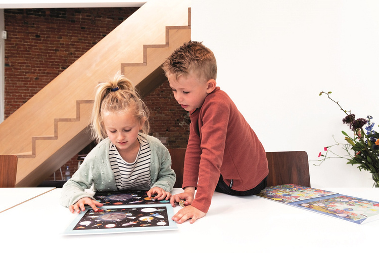 Scratch, 2 w 1 Puzzle magnetyczne i gra Szukaj z lupą - Kosmos 80 el.