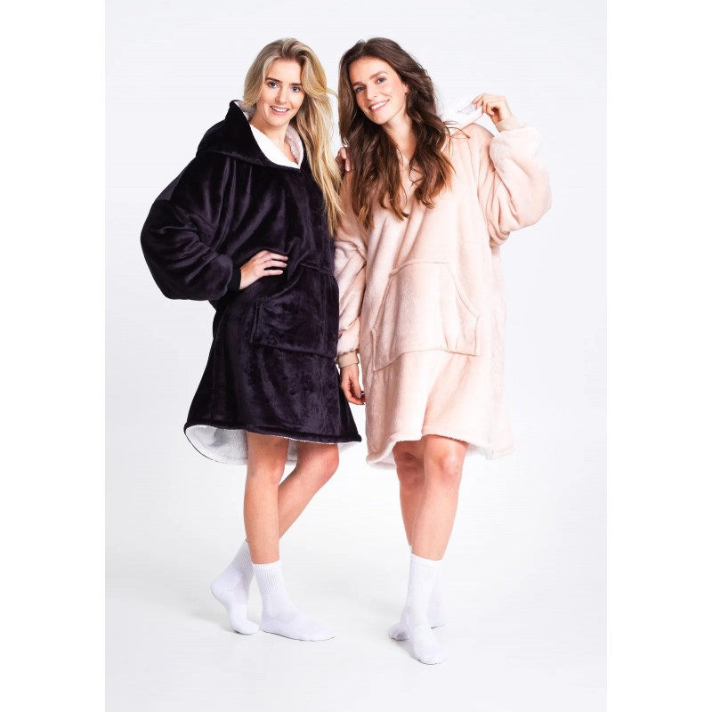 Pluszowa Bluza koc Oversize Pudrowy róż Cozy Noxxiez CH357
