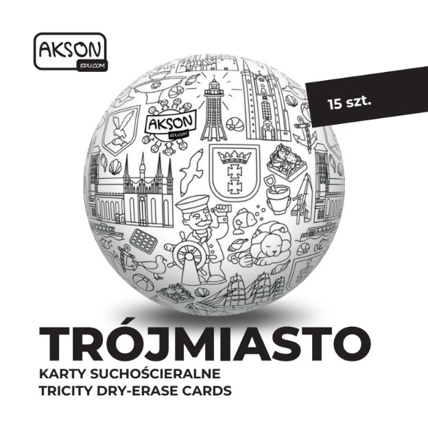 Karty suchościeralne TRÓJMIASTO zestaw 15 szt.