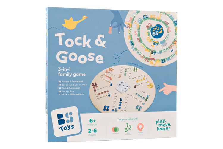 BS Toys, 2w1 drewniany Chińczyk z kartami / Gęś