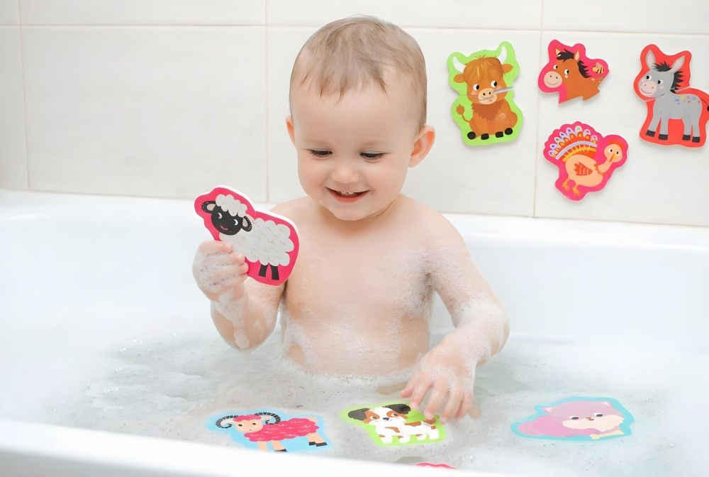 Zabawa w kąpieli naklejki Farma Puzzle