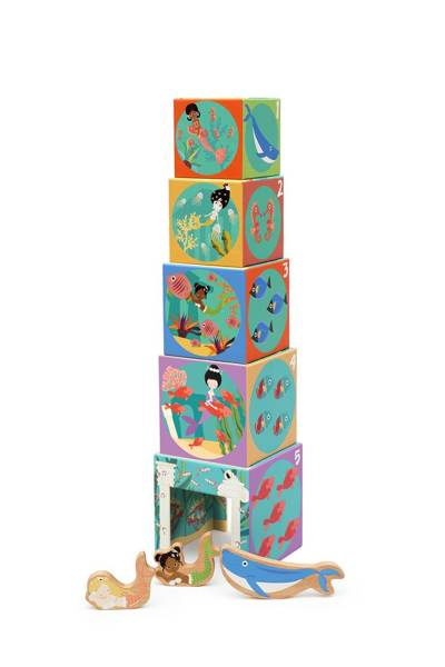 Scratch, Piramida edukacyjna i drewniane figurki OCEAN