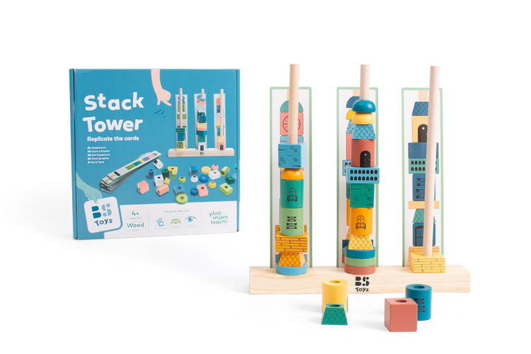 BS Toys, drewniana układanka Wieża klocki