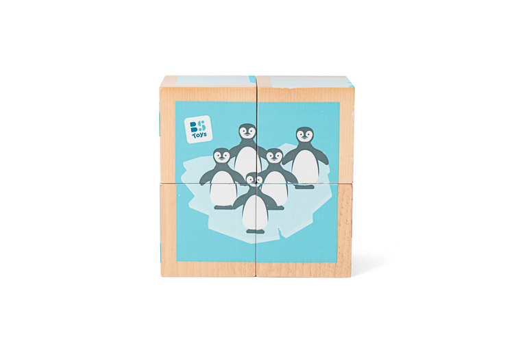 BS Toys, 4 drewniane klocki/puzzle Zwierzęta Arktyki