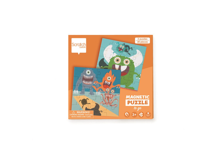 Scratch, Puzzle magnetyczne - książka podróżna Stworki 2 obrazki 40 elem.