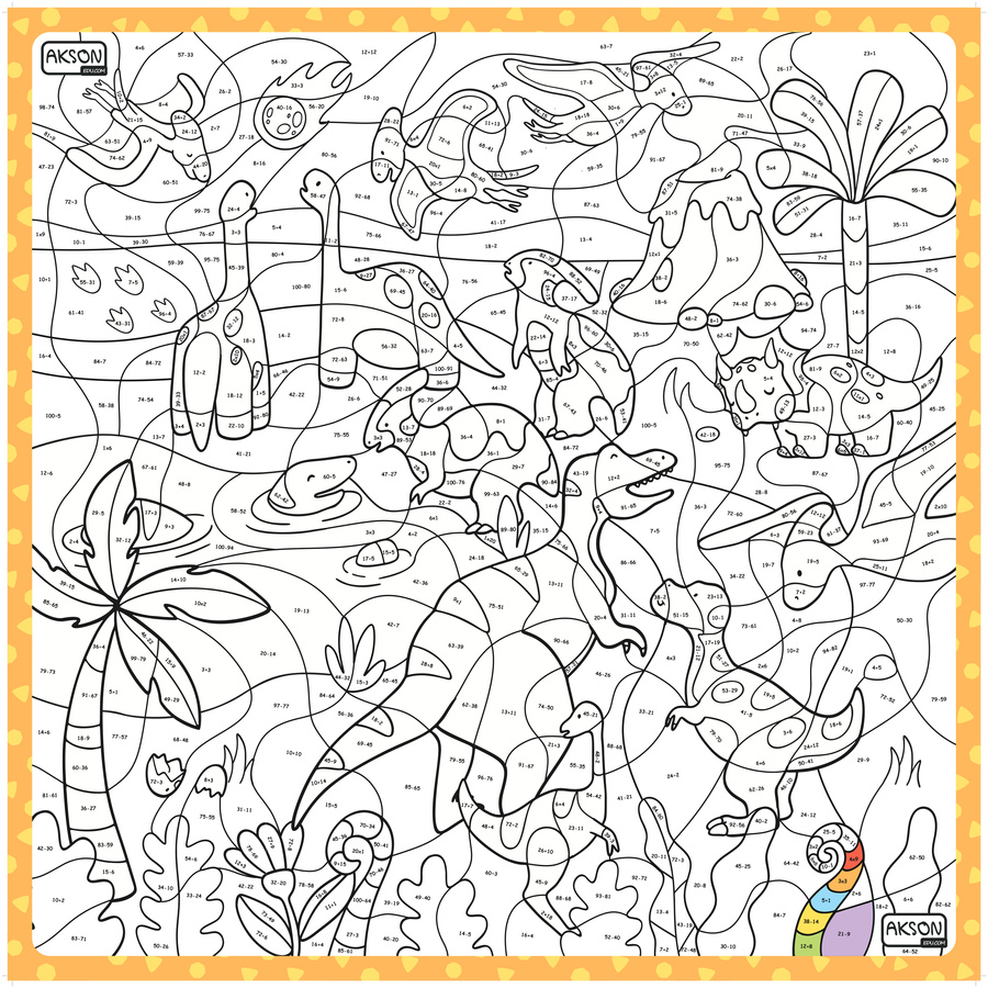 Mata suchościeralna matematyczna Dinozaury 100x100 cm