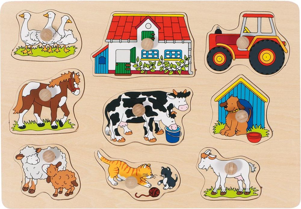 GOKI drewniana układanka z uchwytami "Farma II"