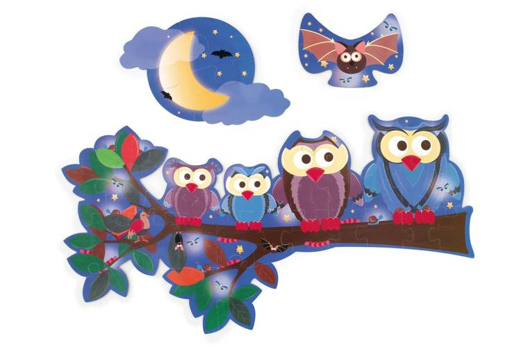 Scratch, Dwustronne Puzzle XL (obrazek 63x40 cm) Sowa "dzień i noc"
